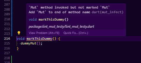 Code demonstrating the Mut Infect lint, where a method that should be marked with Mut because it calls a method marked Mut