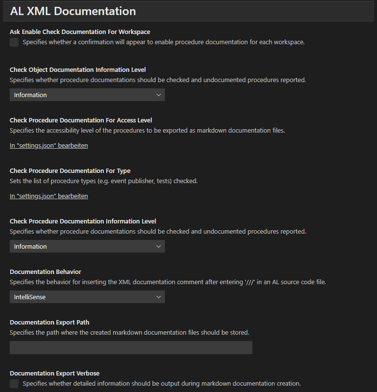 AL XML Documentation Setup