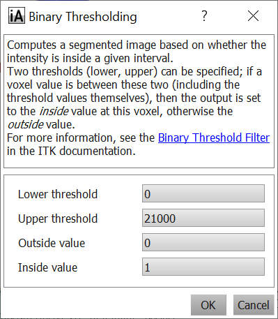Step 3 - Binary thresholding filter parameters