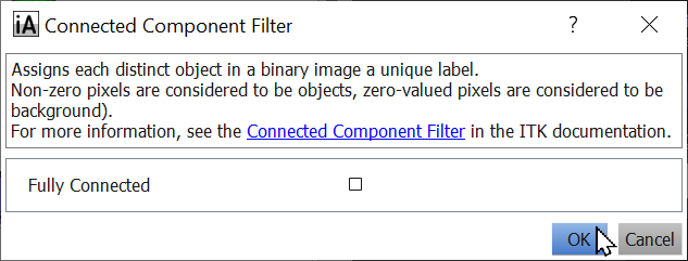 Step 6 - Connected Components filter parameters