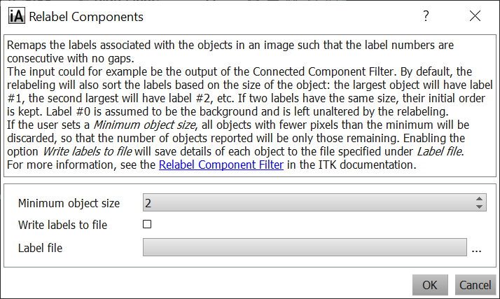 Step 9 - Relabel Components filter parameters