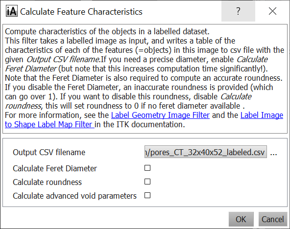 Step 14 - Calculate feature characteristics filter parameters