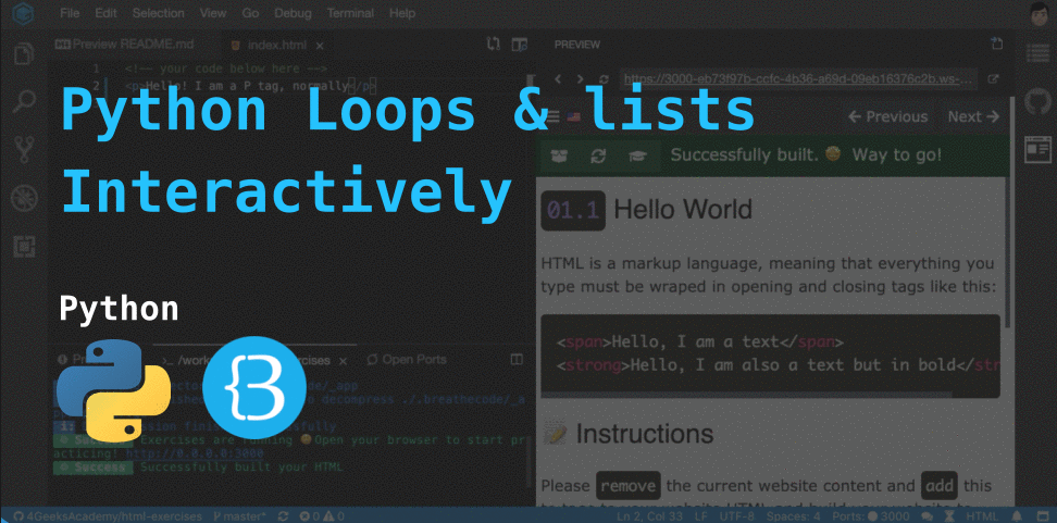 Preview for Learn Python Loops and lists Interactively