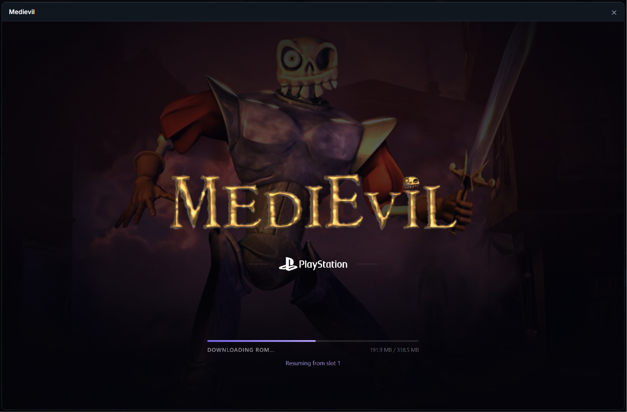 The loading screen naming the save it will restore
