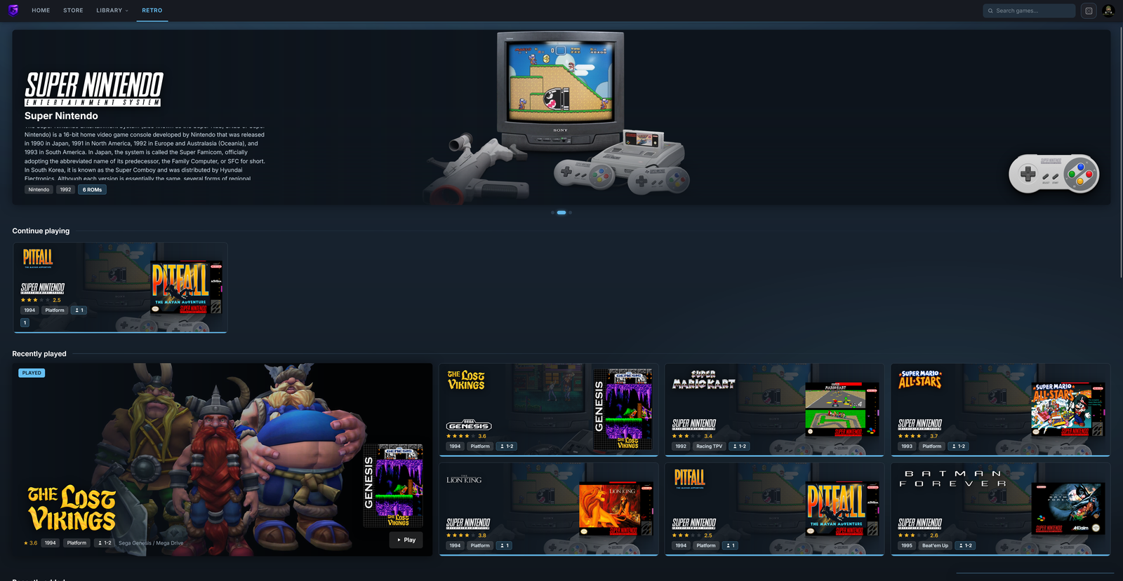 Continue playing on the Vapor Retro page