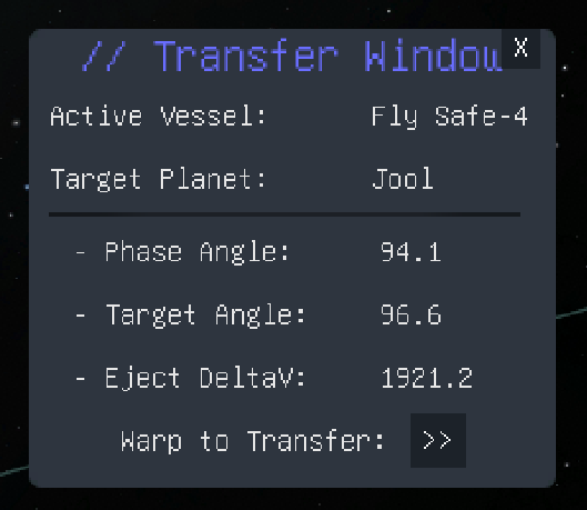 Transfer Calculator GUI (including phase angle, current angle and estimated dV