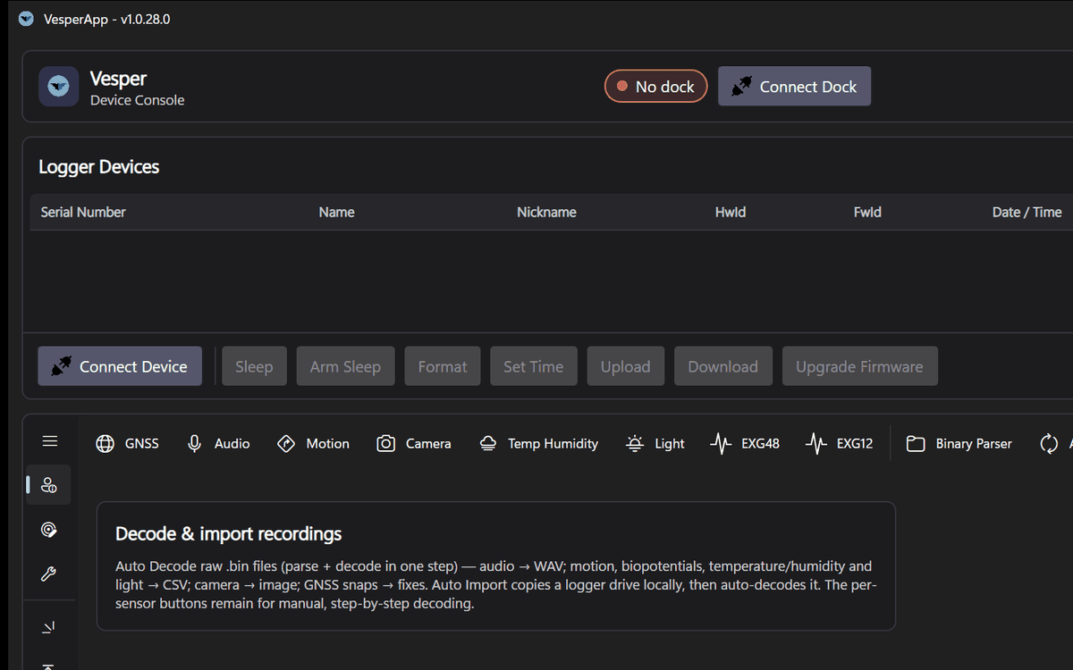 A tour of the main tabs of VesperApp