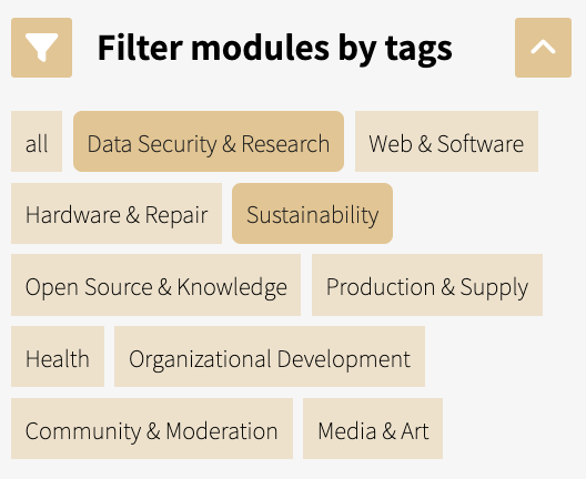 Filter modules by tags