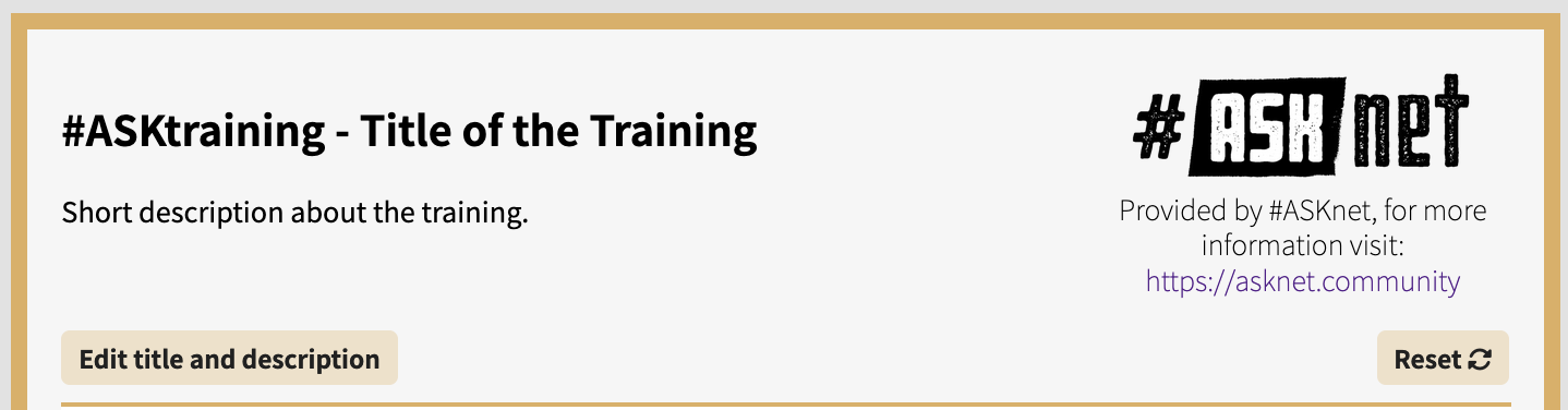 Title of the Training