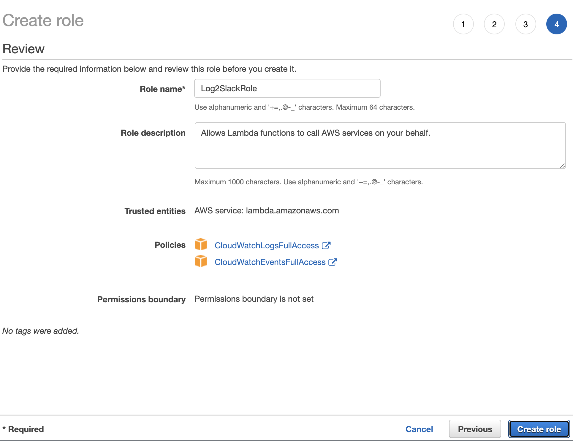 aws lambda cloudwatch step 2. Create a new IAM role