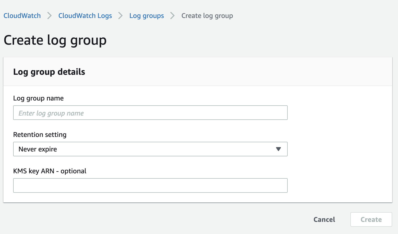 create log group in CloudWatch