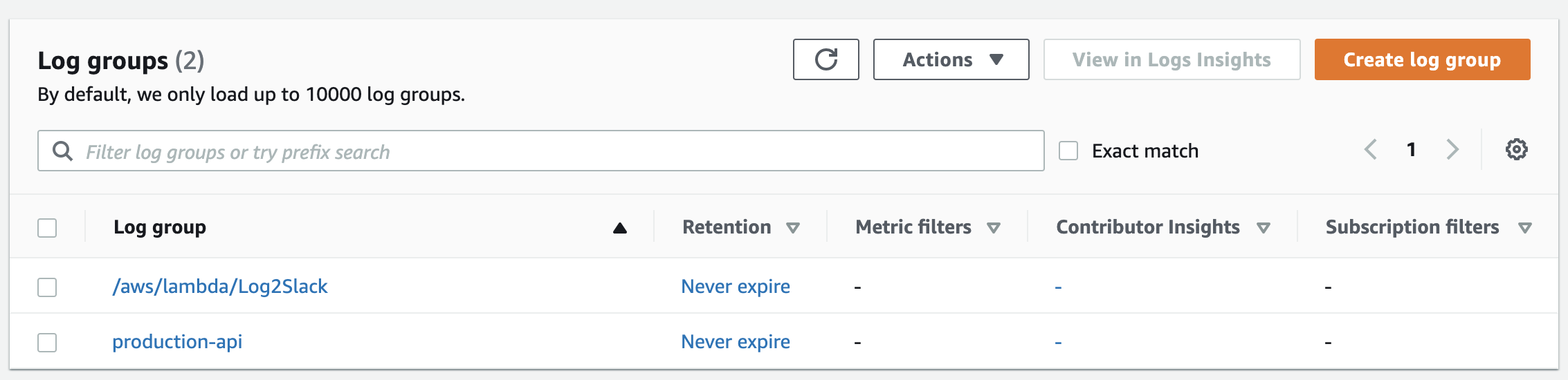 step 3. create log group in CloudWatch