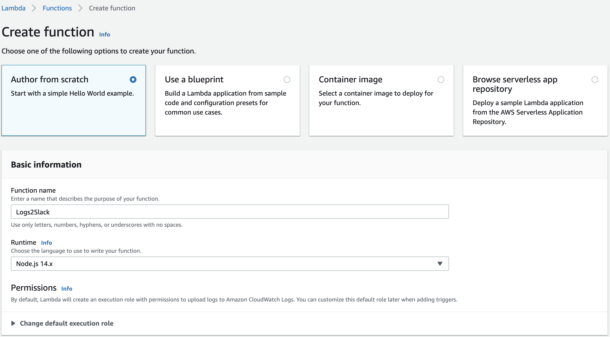 step 4. create the lambda function