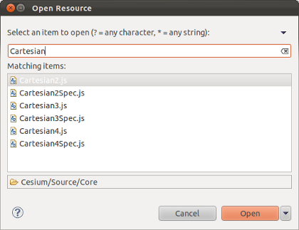 The Open Resource dialog