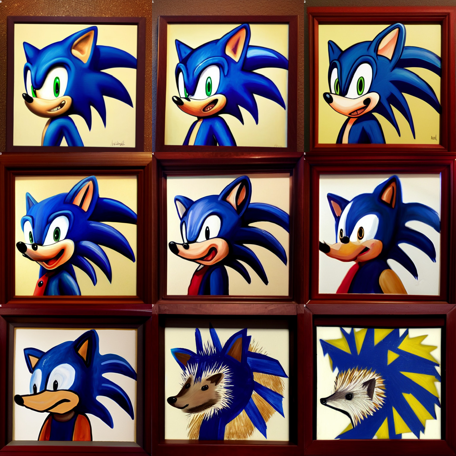 Interpolation of Sonic the Hedgehog portrait to European Hedgehog Portrait