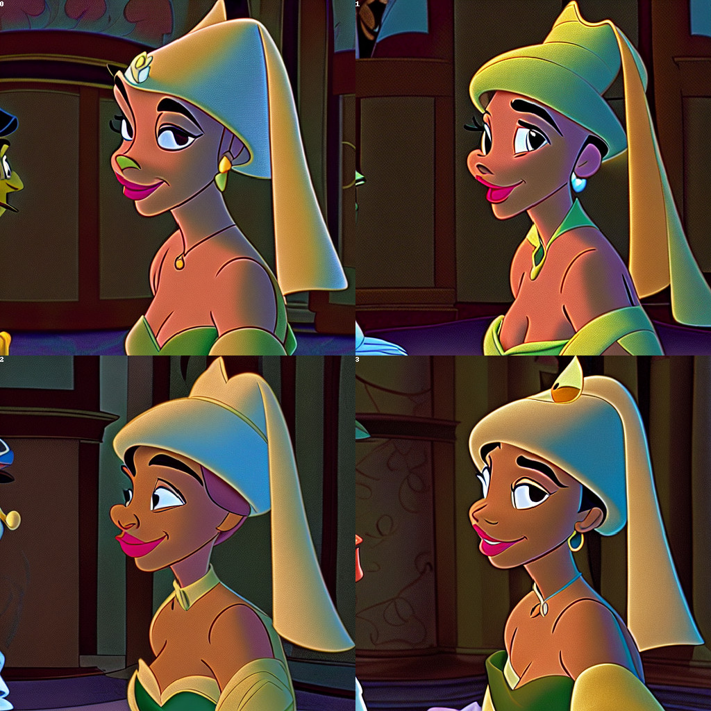 Vermeer's Girl with a Pearl Earring diffused into Disney's Princess and the Front