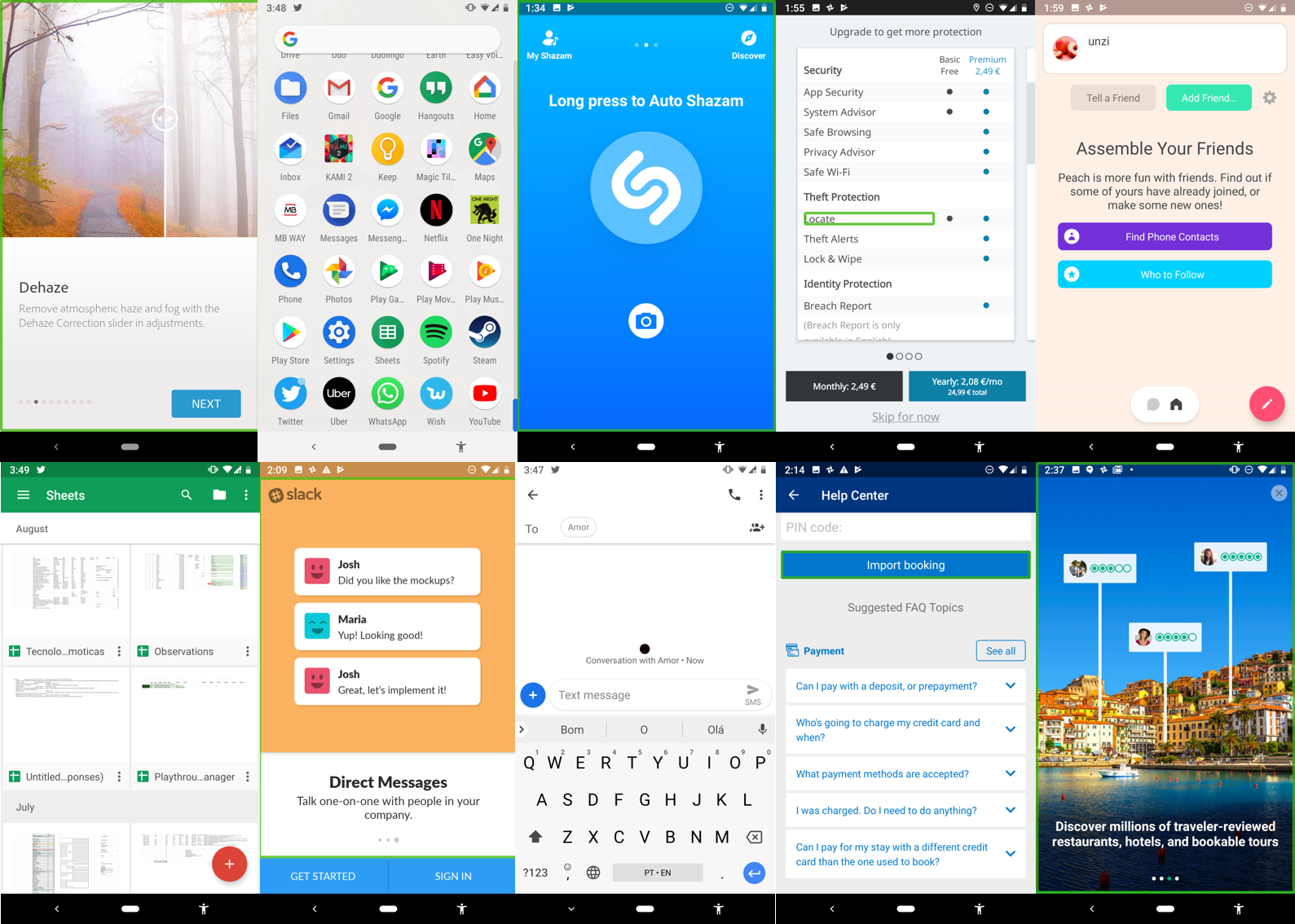 10 different smartphone applications with 10 very different interfaces.