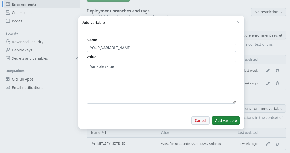add environment variable