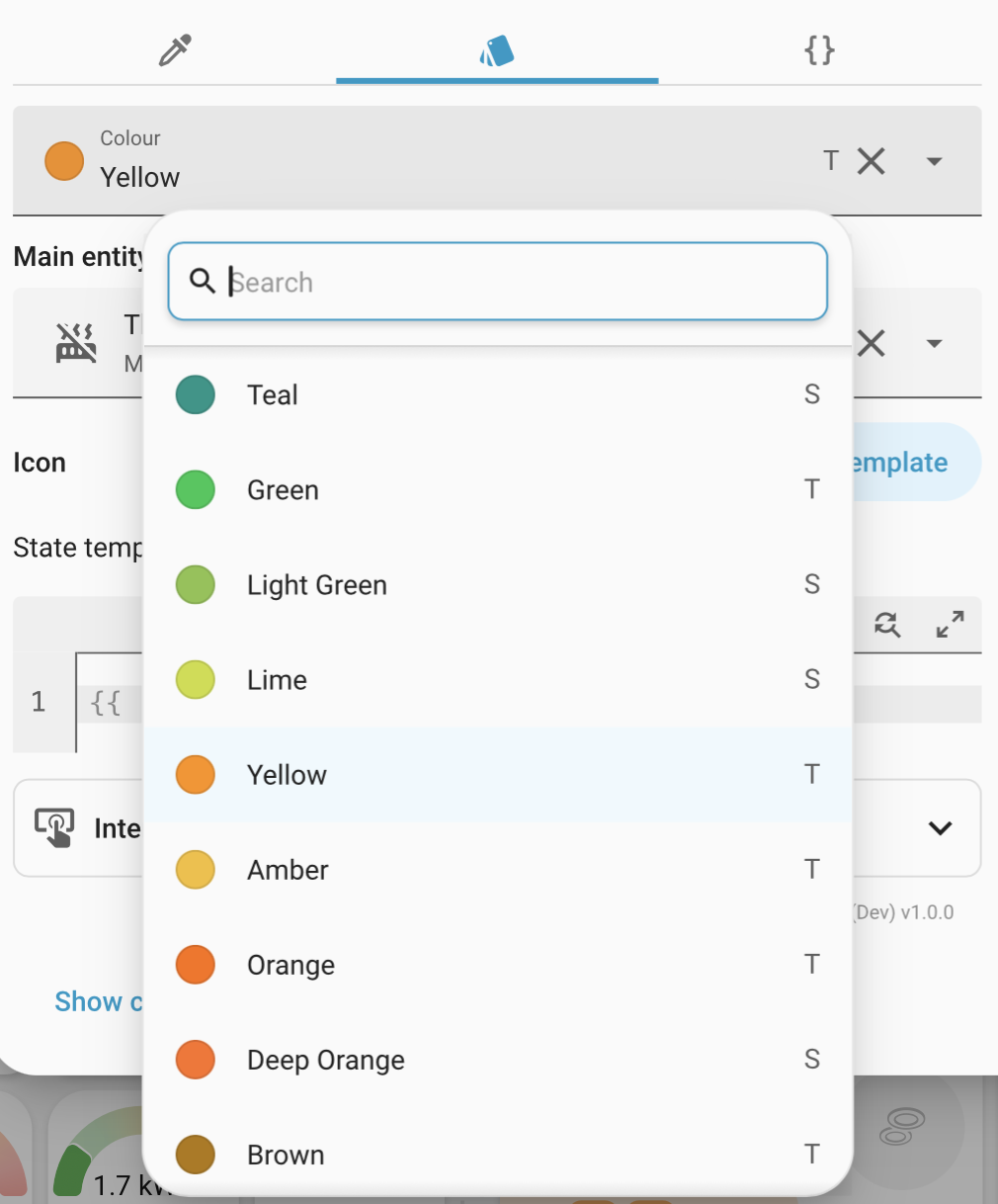 Theme colour picker list in light theme