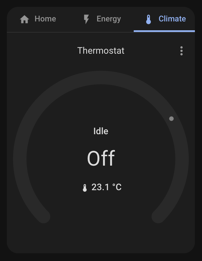 Orbit Deck Card Climate tab in dark theme