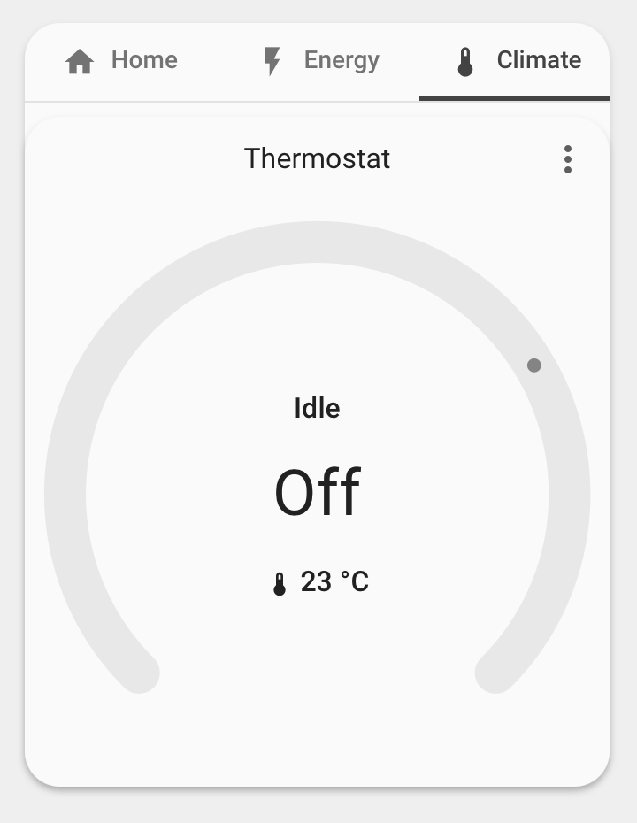 Orbit Deck Card Climate tab in light theme