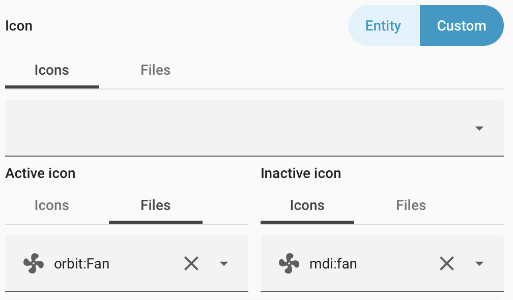 Icon picker fields in light theme