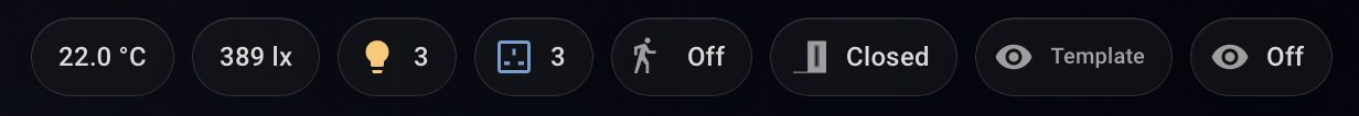 Orbit Status Badge using the Home Assistant Badge type in the dark theme