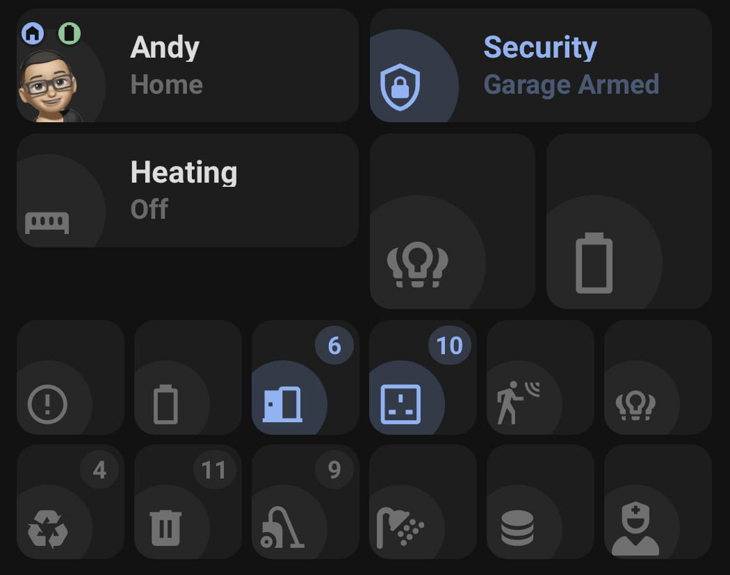 Orbit Status Card modes in dark theme