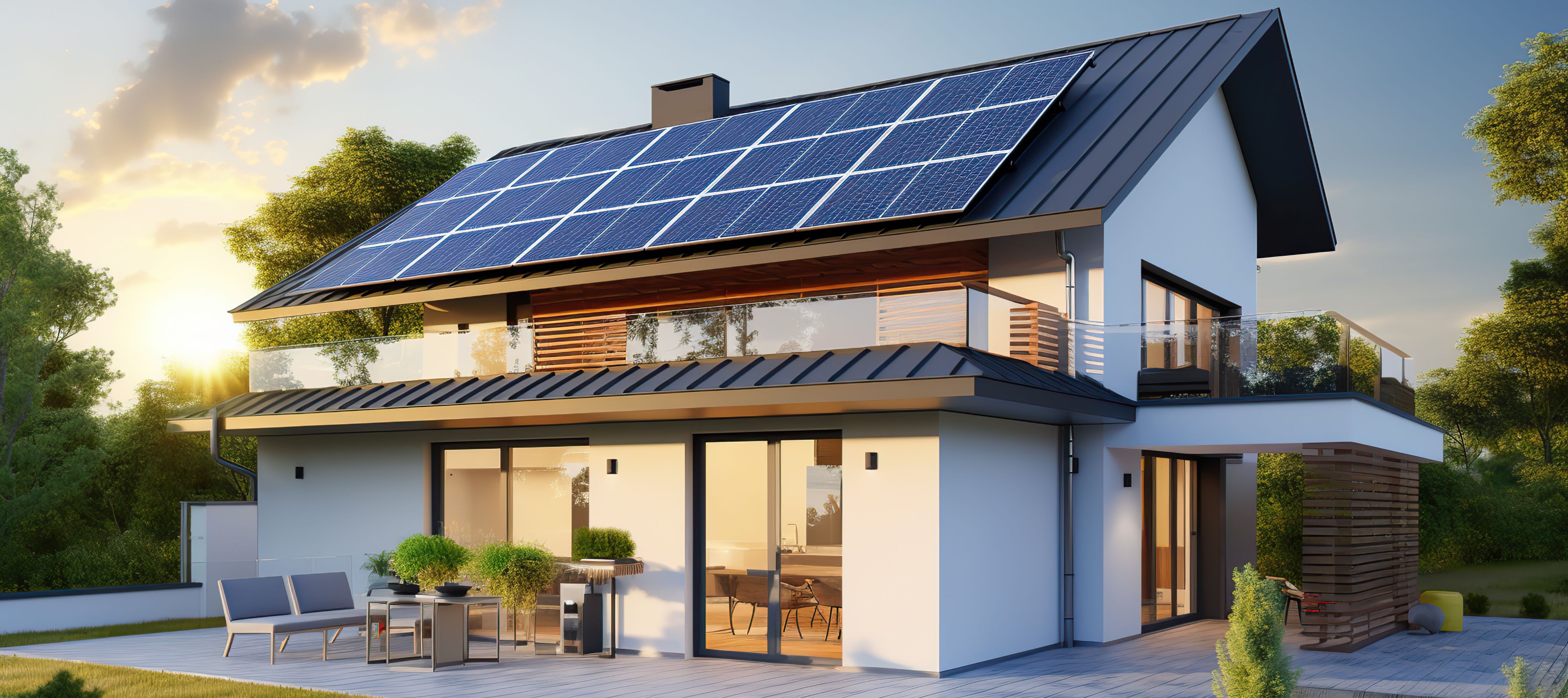 Solar Panels on modern home