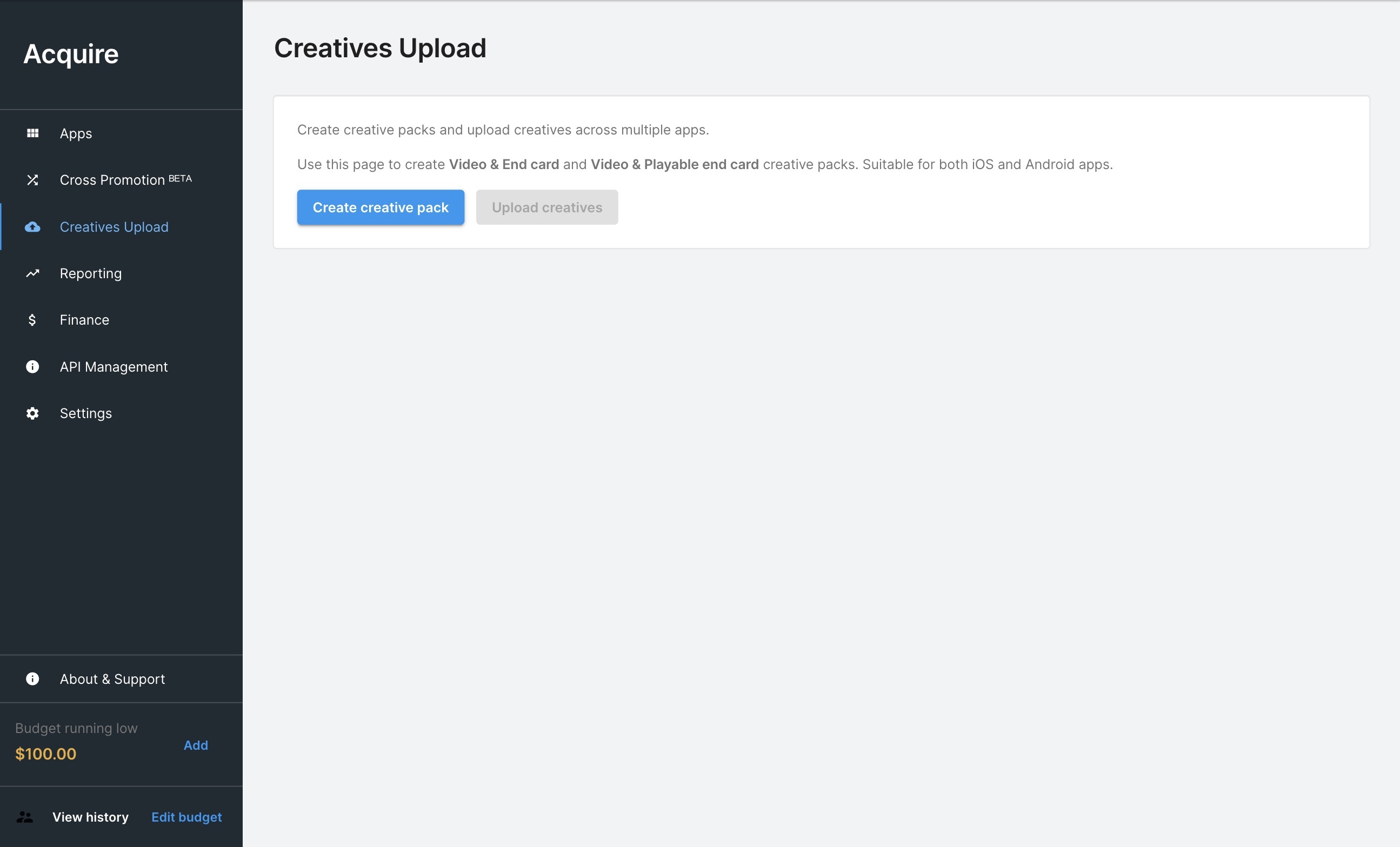 Creatives creative uploads page beta