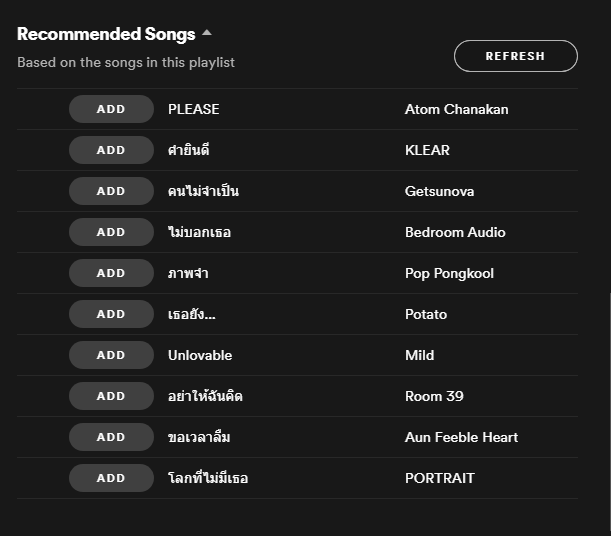 Playlist recommendations for more Thai pop songs