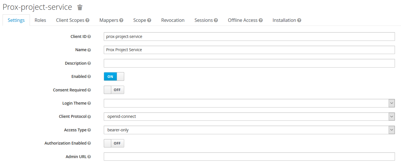 Keycloak Client: Project-Service
