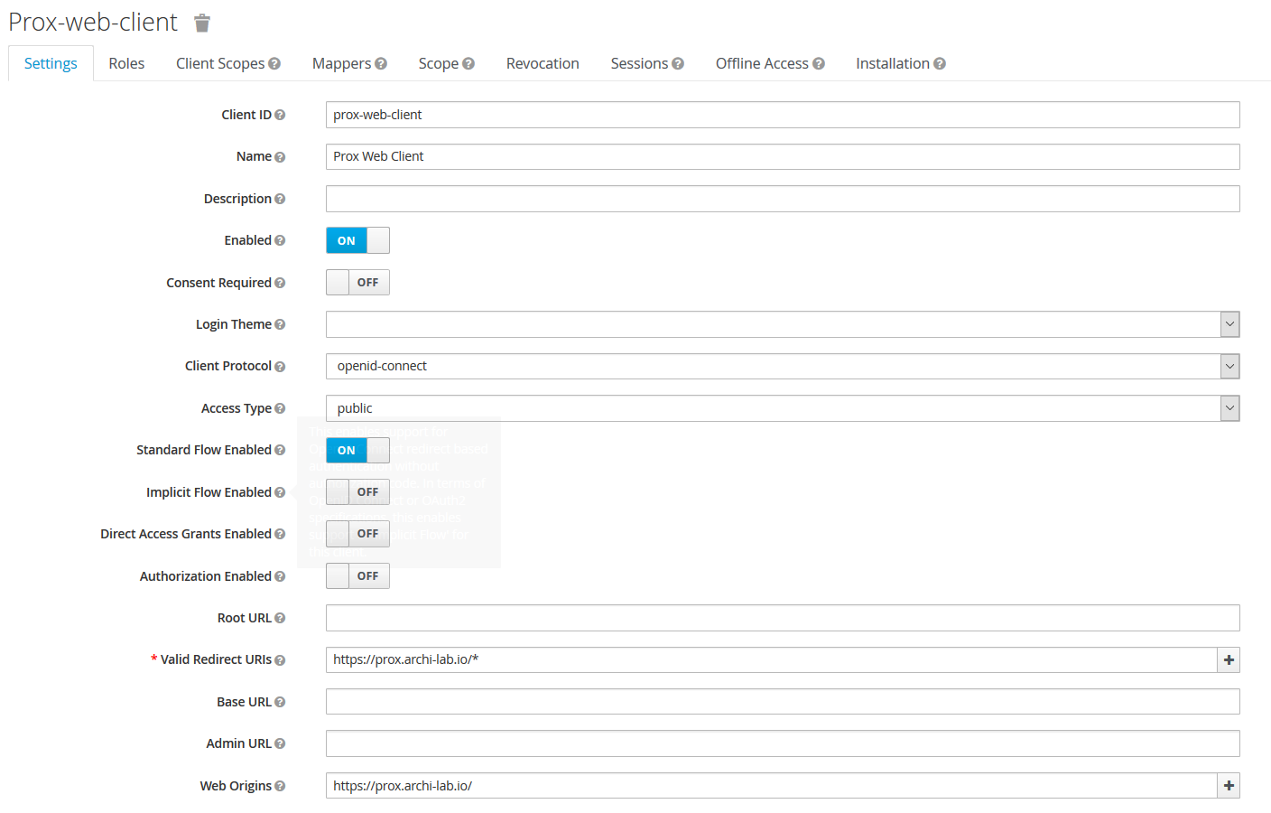Keycloak Client: Web Client