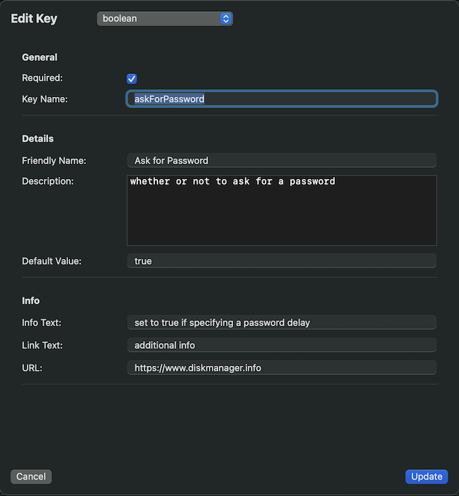 Managed App Schema Builder app boolean