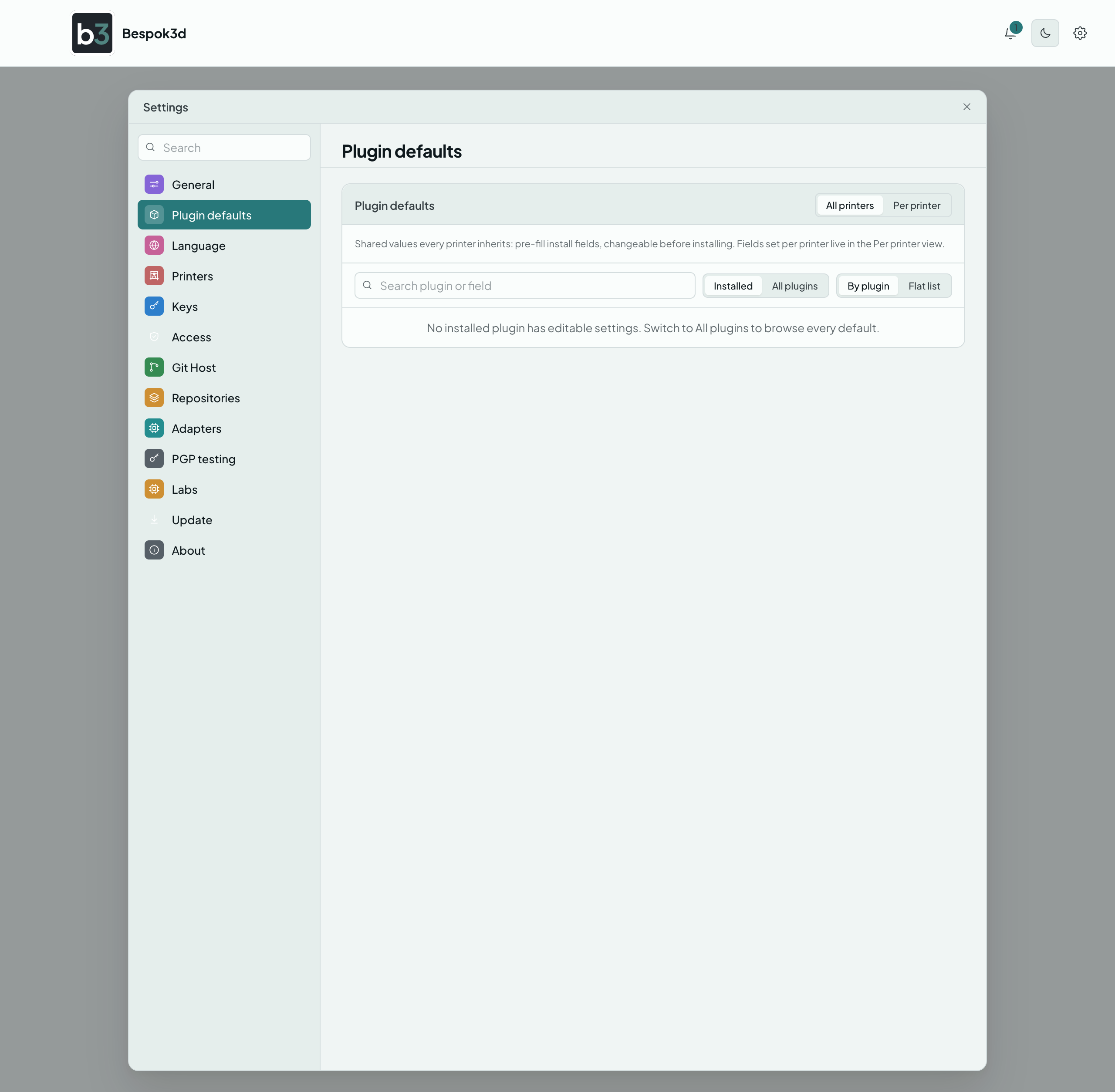 Plugin defaults