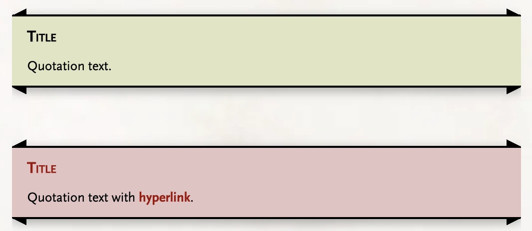 Two plain blockquotes: default signature color, and red with color-links