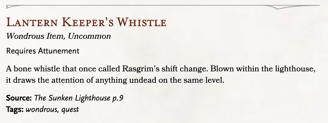 An item card, in the theme's single fixed style