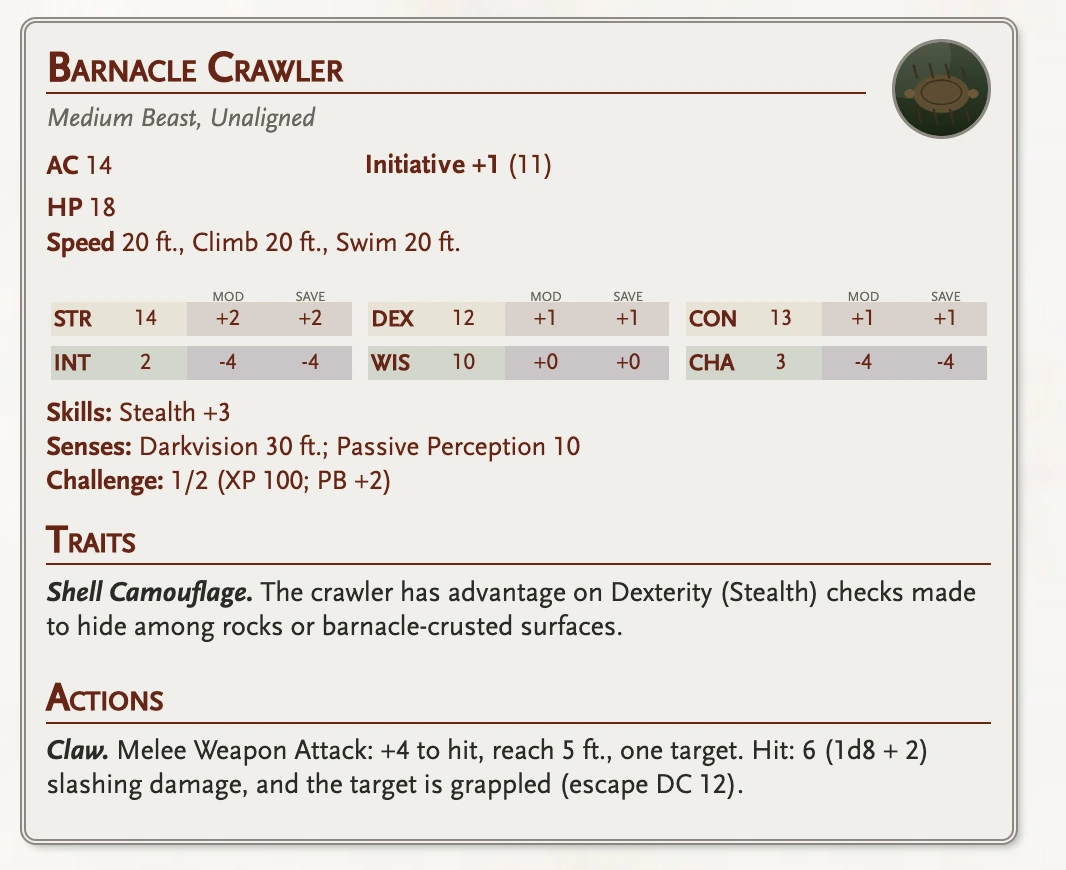 A monster card in the theme's default color