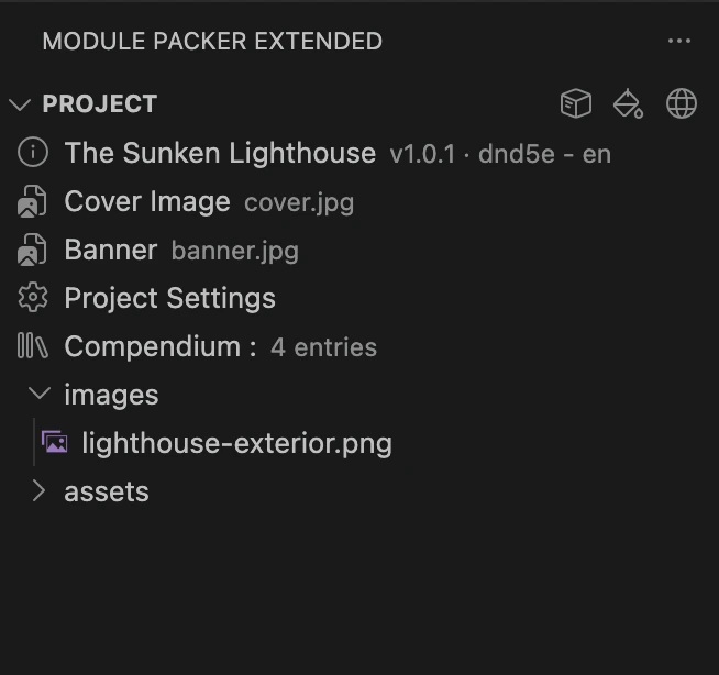The Project section of the MPX panel
