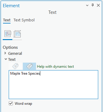 image of element options for text element