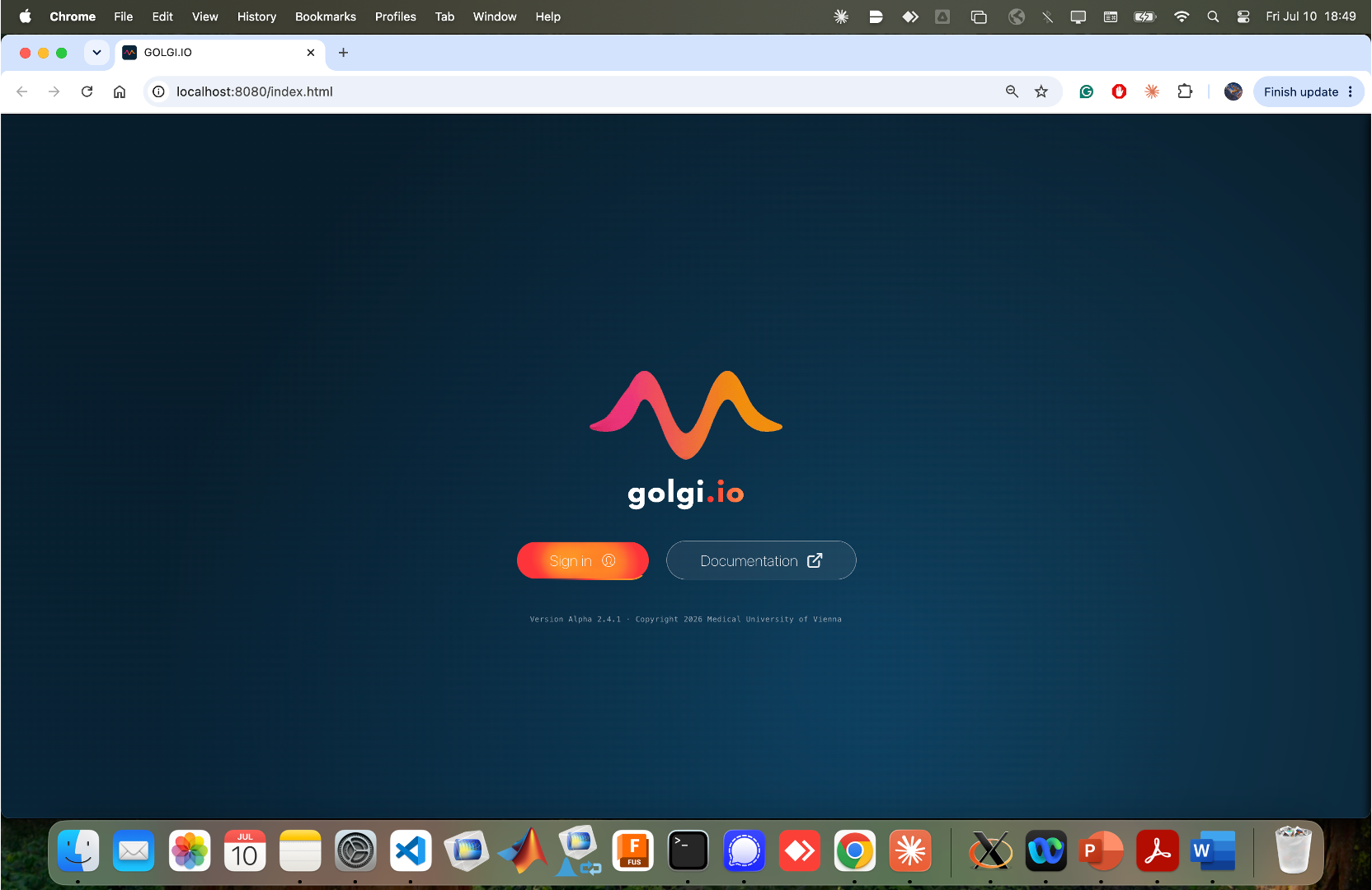 golgi landing page
