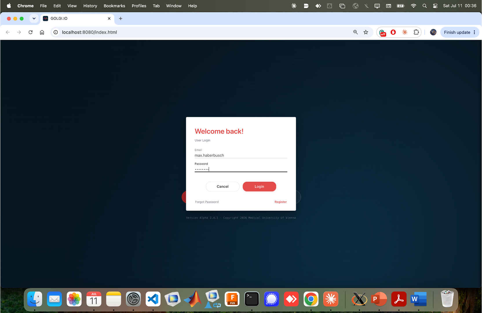 Login dialog