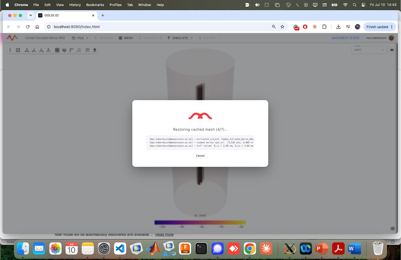 Restoring a cached project