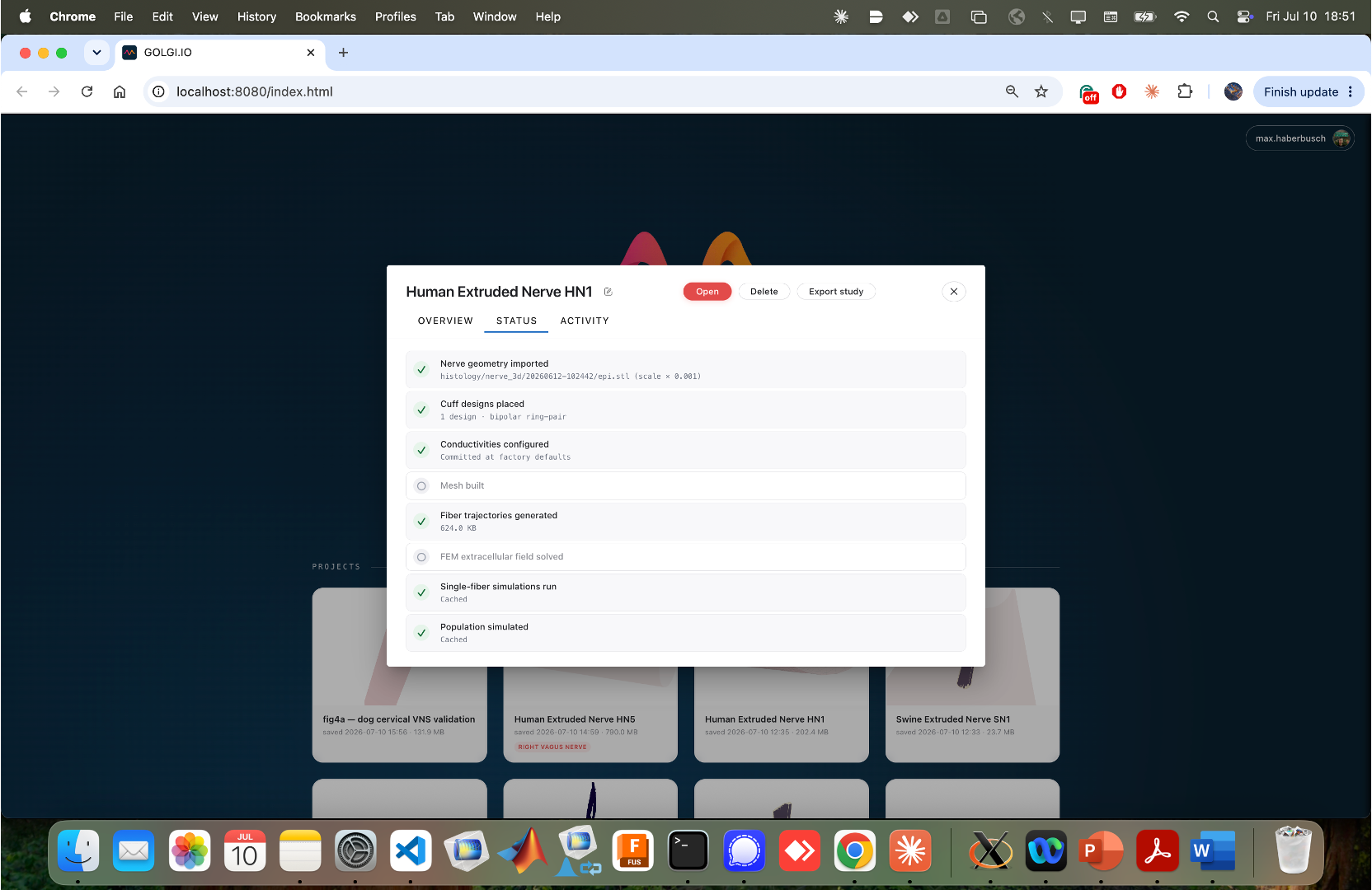 Project details — Status tab
