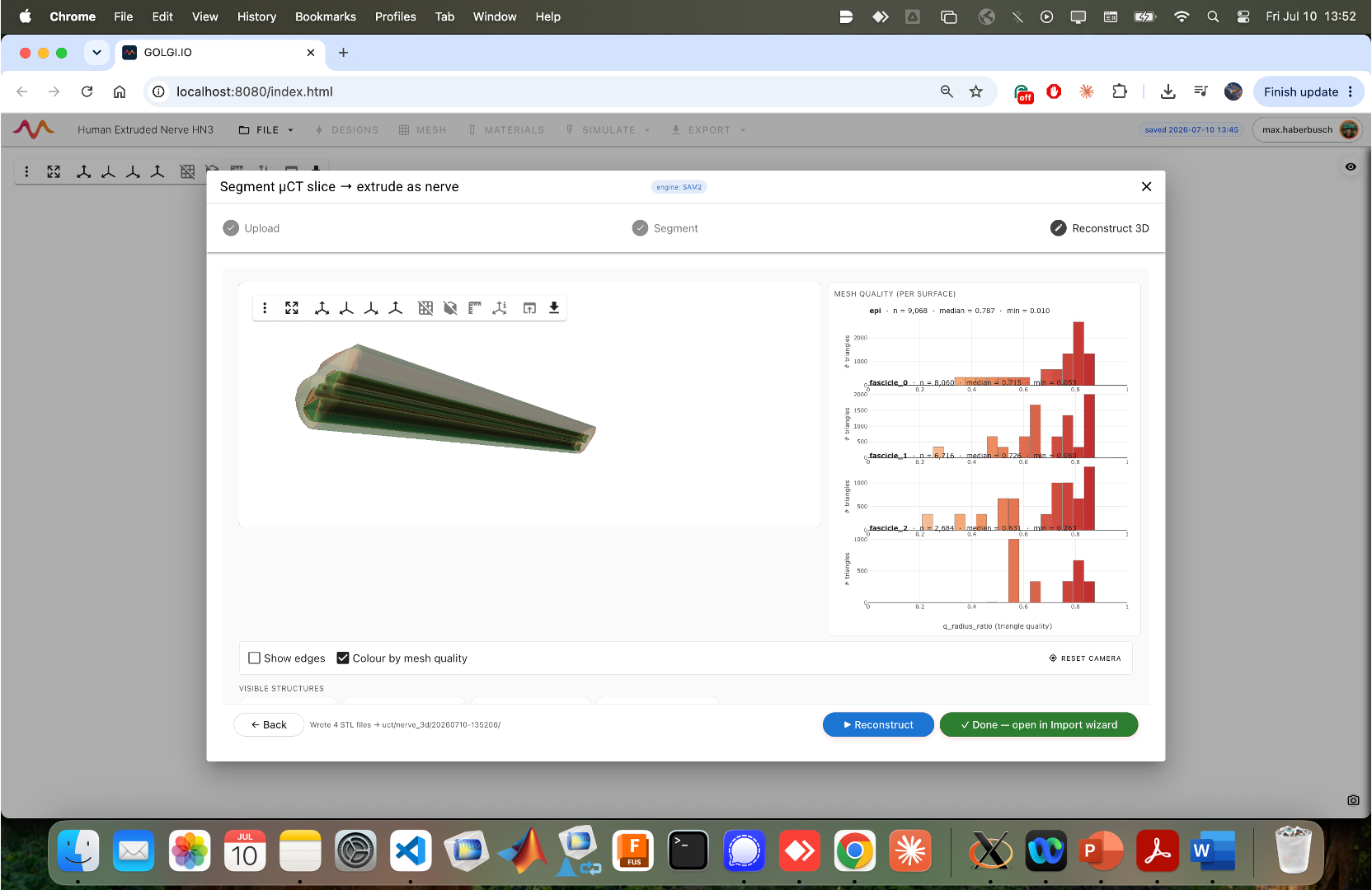 Reconstruct 3D with per-surface mesh quality