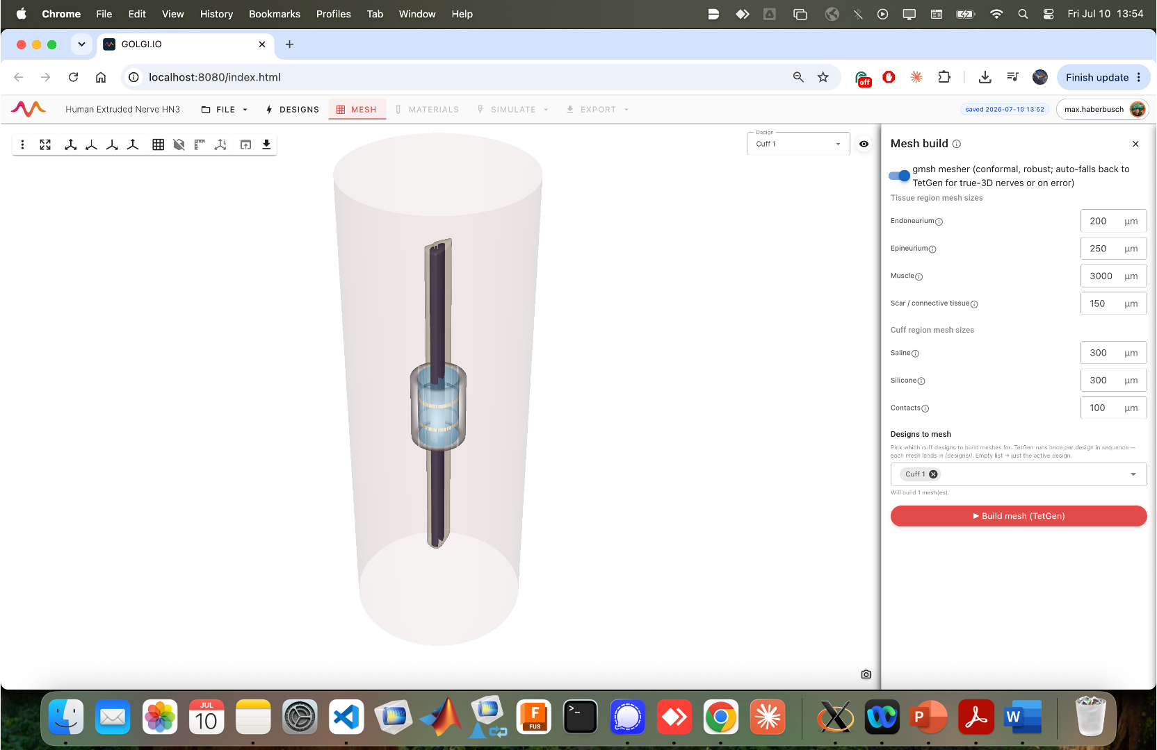MESH tab — mesh build settings