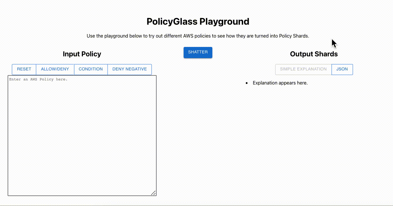 PolicyGlass Sandbox screenshot