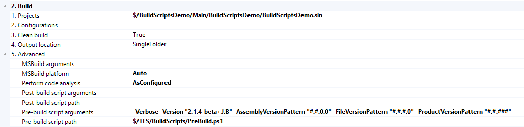 PreBuild-script in build-definition