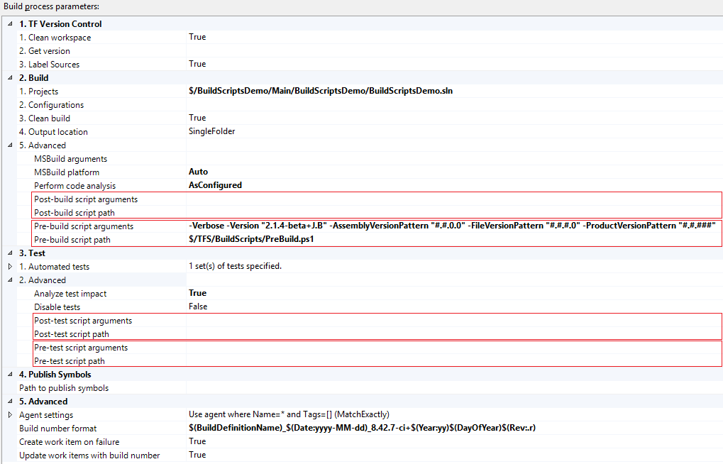 Default workflow process parameters