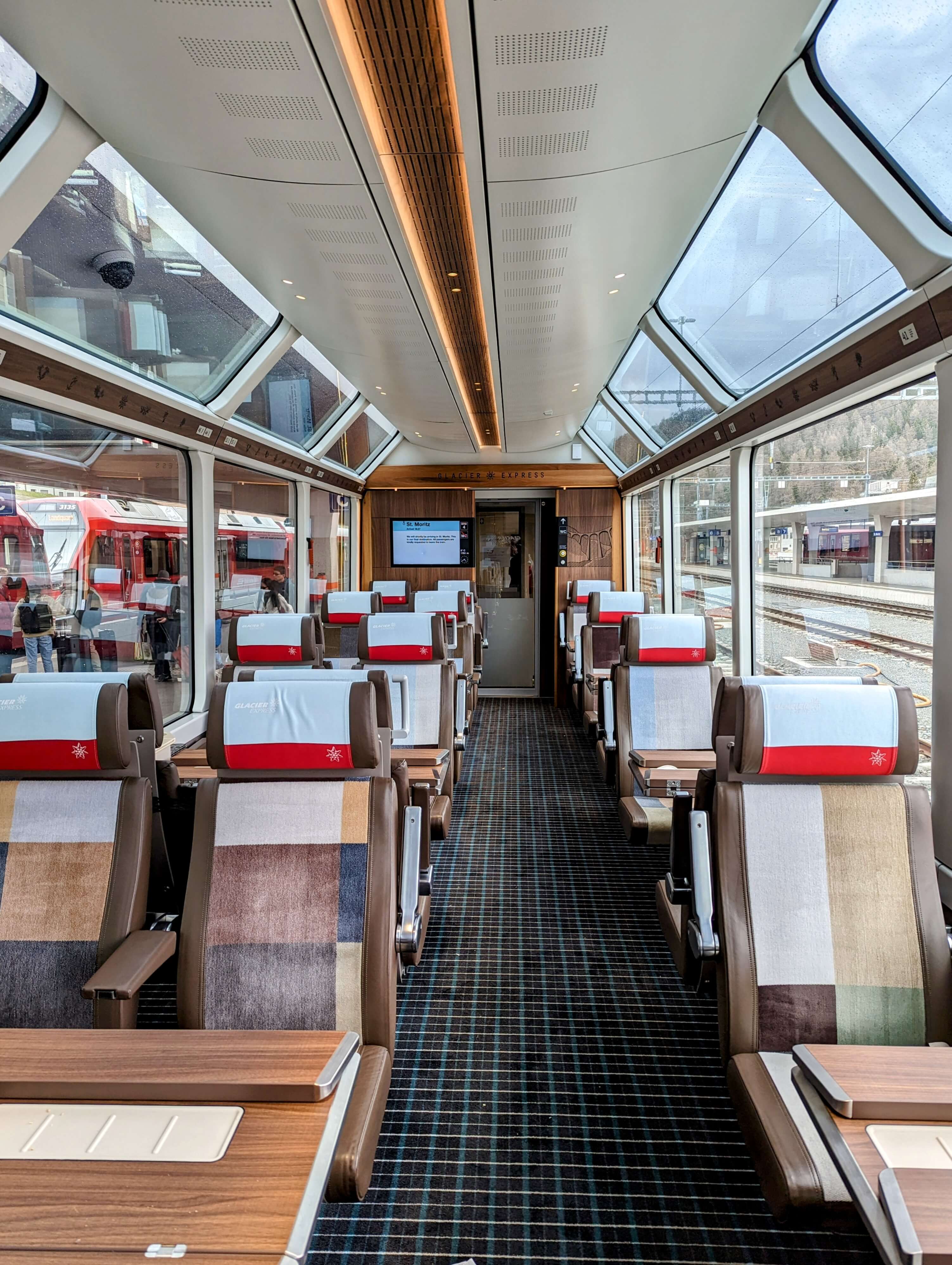 Inside of the Glacier Express train